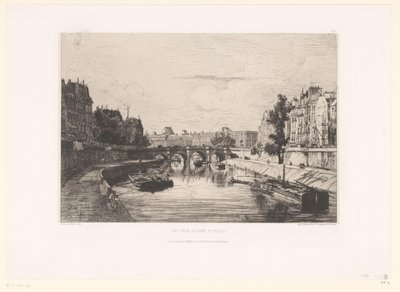 Utsikt over Pont Saint-Michel i Paris Vue prize du pont St. Michel (tittel på objekt) av Maxime François Antoine Lalanne
