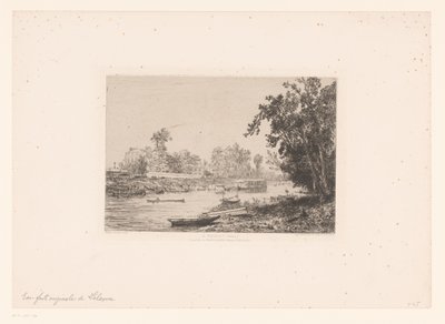 Utsikt over Seinen ved Neuilly À Neuilly (Seine) (tittel på objekt) av Maxime François Antoine Lalanne