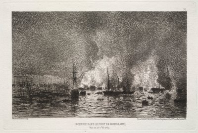 En brann i havnen i Bordeaux, 1869. av Maxime Lalanne