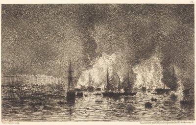 Brann i havnen i Bordeaux av Maxime Lalanne