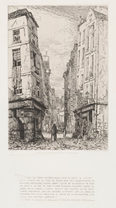 Rue des Marmosets gamle Paris, 1862. av Maxime Lalanne