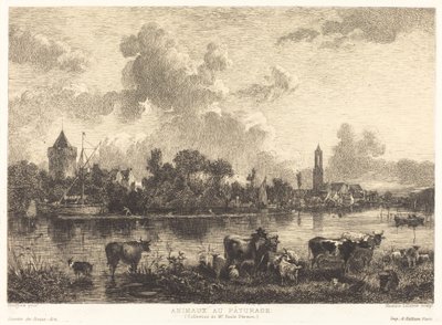 Dyr på beite av Maxime Lalanne after Nicolaes Pietersz Berchem