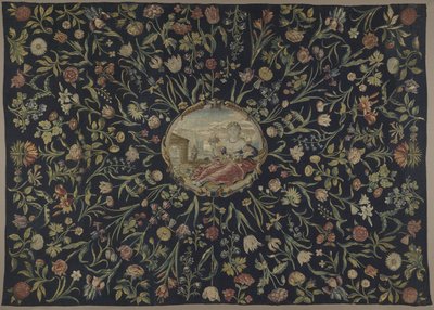 borddeksel Duk med personifiseringen av Flora og et blomstermønster av Maximiliaan van der Gucht (possibly)
