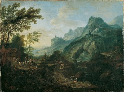 Ideelt fjellandskap med husmannsplass av Maximilian Joseph Schinnagl