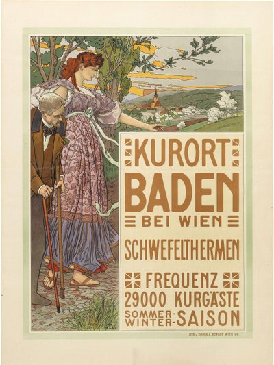 Spabyen Baden nær Wien, ca. 1910. av Maximilian Liebenwein