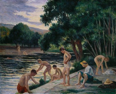 Badende på bredden av kuren av Maximilien Luce