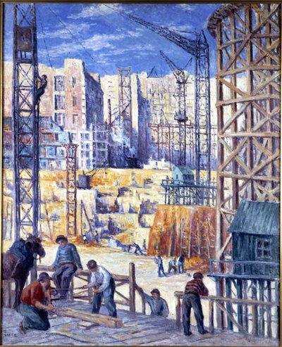 Byggeplass i Paris, Quai de Passy, ​​1907. av Maximilien Luce