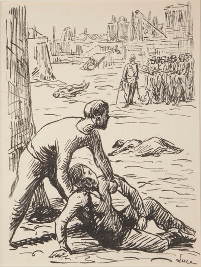 Ni uten tittel avtrykk av politiske emner av Maximilien Luce