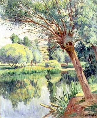 Presbyteriet og Willow på elvebredden av Maximilien Luce