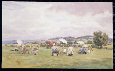A Sketching Party on the Cotswolds, ca. 1910 (akvarell på papir) av May Francis