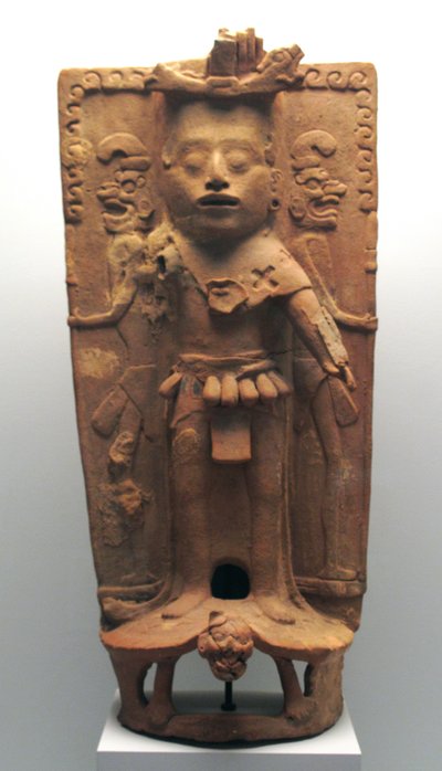 Røkelsesbrenner i form av maisguden på en skilpadde, North Yucatan-halvøya, postklassisk periode, 900-1000 e.Kr. av Mayan