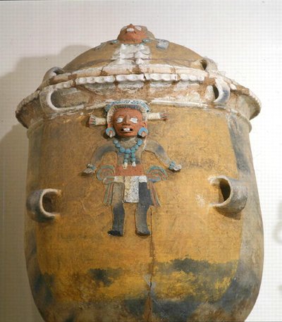 Begravelsesurne med lokk, Ixil, Quiche, Guatemala, tidlig postklassisk periode (900-1200) (polykrom lertøy) av Mayan Mayan