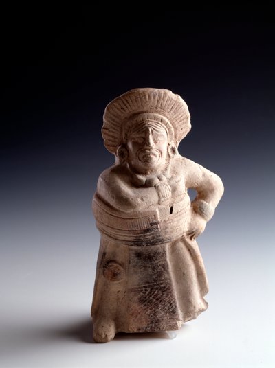 Statuett av antropomorf leire som representerer en ballspiller, har funksjonen som et musikkinstrument. fra St. Augustine Acasaguastlan El Progeso, Guatemala. Dim. 19x8,5 cm Guatemala, Nasjonalmuseet di av Mayan Mayan