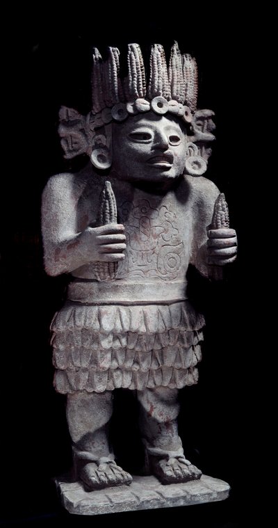 Før colombiansk sivilisasjon: Maya-statue som representerer tjenestepikenes gud. Paris, Musee de l