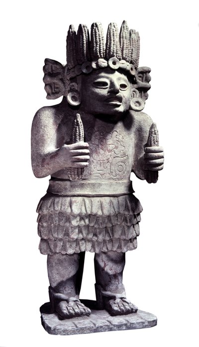 Før colombiansk sivilisasjon: Maya-statue som representerer tjenestepikenes gud. Paris, Musee de l