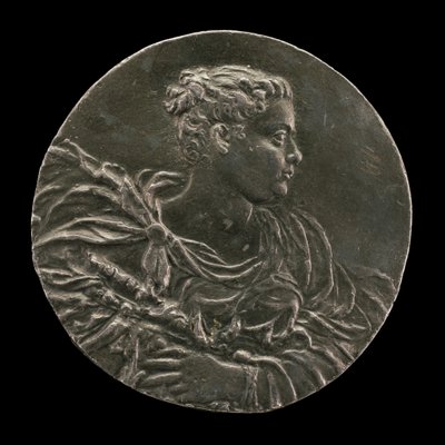 En ung kvinne fra Venezia i kjole og mantel, ca. 1563. av Medallist A.A.