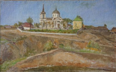 Tarkhany. Utsikt over erkeengelen Michaels kirke, 1938 av Meer Michailovich Gokhstein
