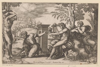 Apollo i Marsyas av Meester van de Dobbelsteen