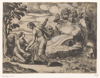 Venus sender Psyche til en brønn bevoktet av drager av Meester van de Dobbelsteen