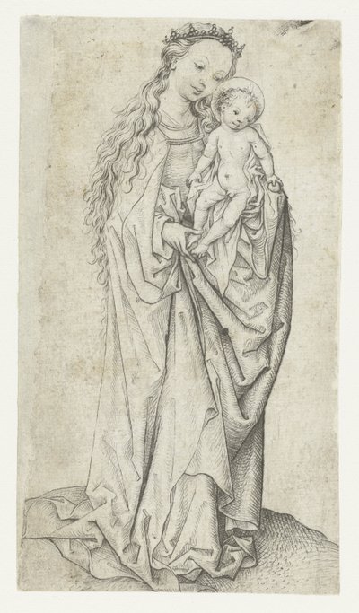 Stående Madonna og barn med eple av Meester van het Amsterdamse Kabinet
