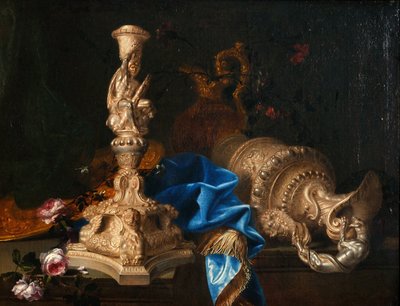 Stilleben med Labours of Hercules-lysestaken og to ewers av Meiffren Conte