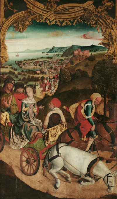 det helliges flukt Cantius, Cantianus og Cantianilla (innvendig); Kristus på Oljeberget (eksteriør) av Meister des Krainburger Altars