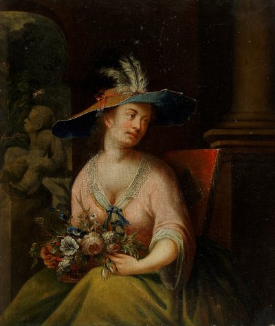 Dame med blomster av Melchior Brassauw