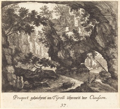Tyrolsk landskap av Melchior Küsel after Johann Wilhelm Baur