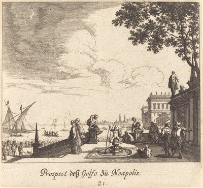 Utsikt over Napolibukten av Melchior Küsel after Johann Wilhelm Baur