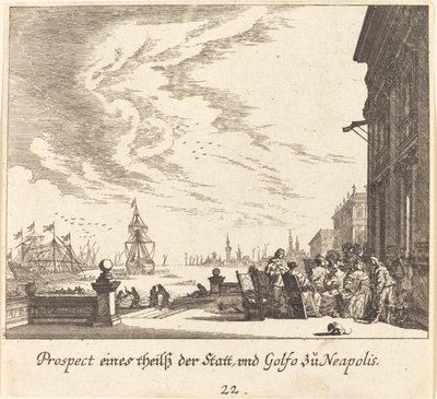 Utsikt over Napolibukten av Melchior Küsel after Johann Wilhelm Baur