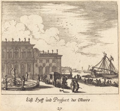 Utsikt over Meers av Melchior Küsel after Johann Wilhelm Baur