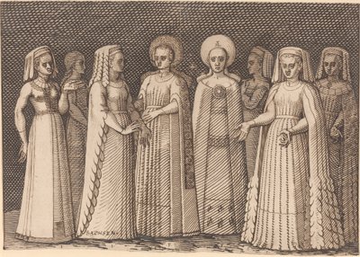 Åtte damer i eldgamle kostymer av Melchior Lorch