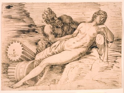 En satyr som spionerer på den sovende antiope av Melchior Lorck