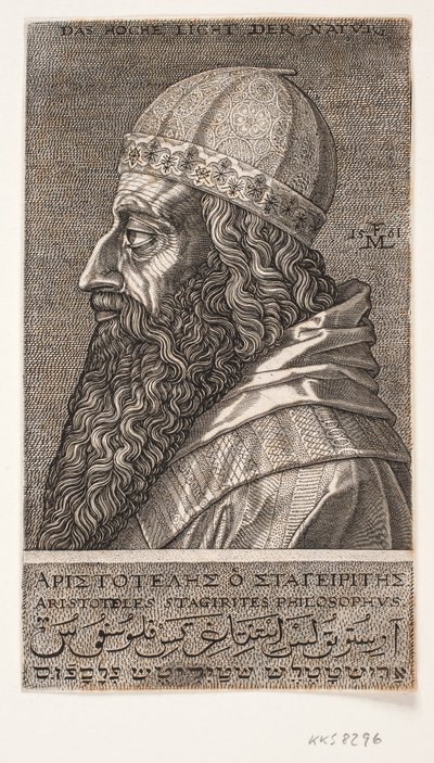 Aristoteles, halvlengde portrett, profil mot venstre av Melchior Lorck