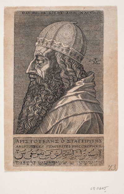 Aristoteles, halvlengde portrett, profil mot venstre av Melchior Lorck