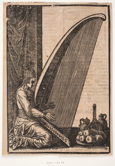 Kvinnelig harpespiller av Melchior Lorck