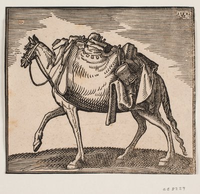Svært bepakket hest av Melchior Lorck