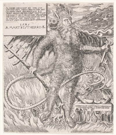 Paven som en villmann. Satirisk allegori av Melchior Lorck