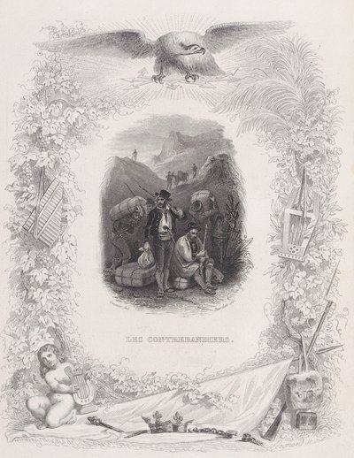 Smuglerne, fra The Songs of Béranger, 1829 av Melchior Peronard