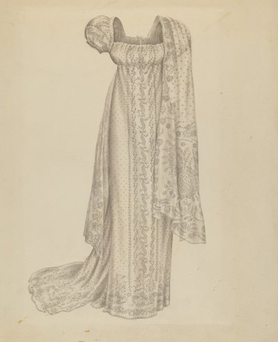 Brudekjole med skjerf, ca. 1939. av Melita Hofmann