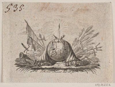 Vignette til A. Schytte "Danmark og Norges naturlige og politiske grunnlov", del I av Meno Haas