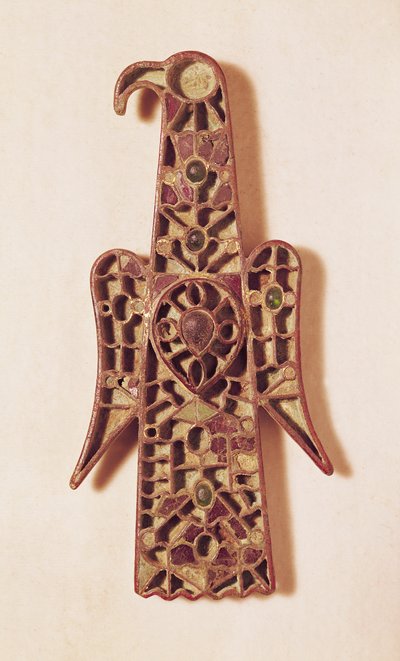 Ørneformet brosje (metall og emalje) av Merovingian