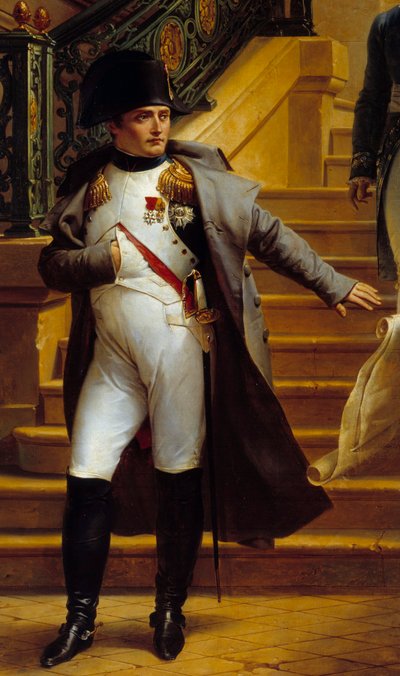 Keiser Napoleon I (1769-1821) besøker Palais-Royal, sete for tribunatet, og avslår planene til arkitektene Beaumont og Fontaine 5.08.1807, detalj av maleriet av Merry Joseph Blondel (1781-1853) 1834 Søn. . 2,27x1,63 m Palais Royal, Paris- The av Merry Joseph Blondel