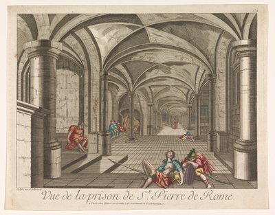 Utsikt over det indre av Mamertine-fengselet i Roma Vue de la prison de St. Pierre de Rome (tittel på objekt) av Mesard