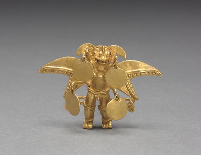 Bevinget figuranheng, ca. 1000-1550 (støpt og hamret gull) av Mesoamerican Mesoamerican