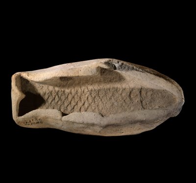 Mesopotami: terrakottaform i form av fisk. Rundt 1800 f.Kr. Fra de kongelige rettene til Palace of King Zimri Lim at Mari. Paris, Louvre-museet av Mesopotamian