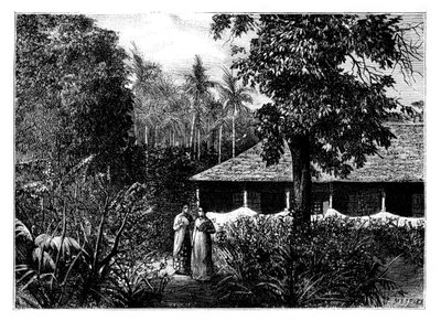 Nederlandsk hus i Ternate, Indonesia, 1800-tallet. av Mesples