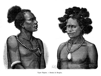 Papuanske typer, 1800-tallet av Mesples