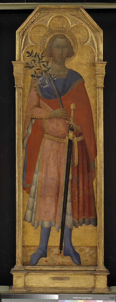 Sfântul Victor din Sienanorwegian av Mesteren for Palazzo Venezia Madonna