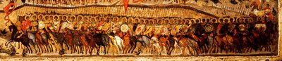 Blessed Be the Host of the King of Heaven Detalj: lavere krigerserie utført av Alexander Nevsky og Saint George, 1550-tallet av Metropolitan of Moscow Athanasius